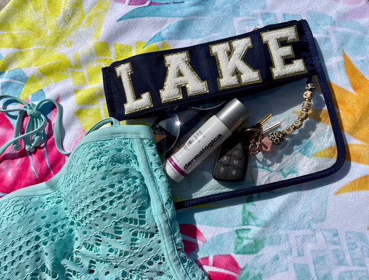 Chenille Letter Clear Pouch - LAKE