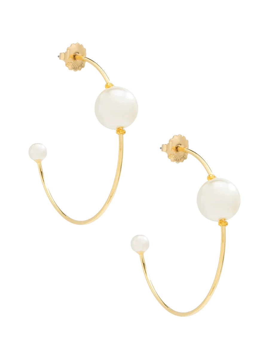 Double Pearl Hoop Earring - Gold