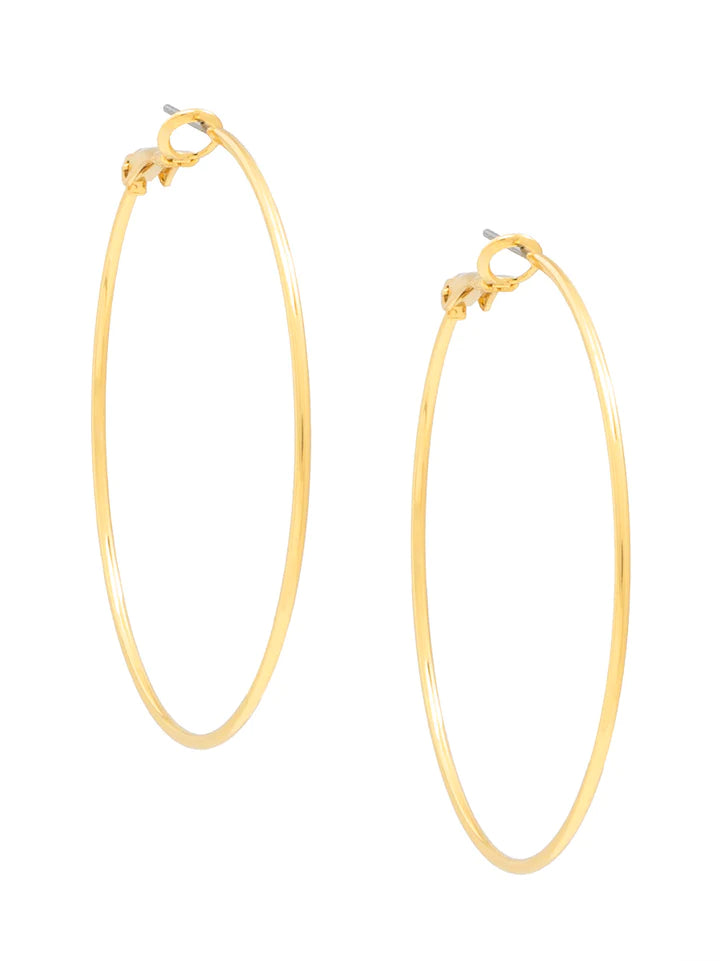 Large Metal Slim Hoop Earring Jewelry - Gold