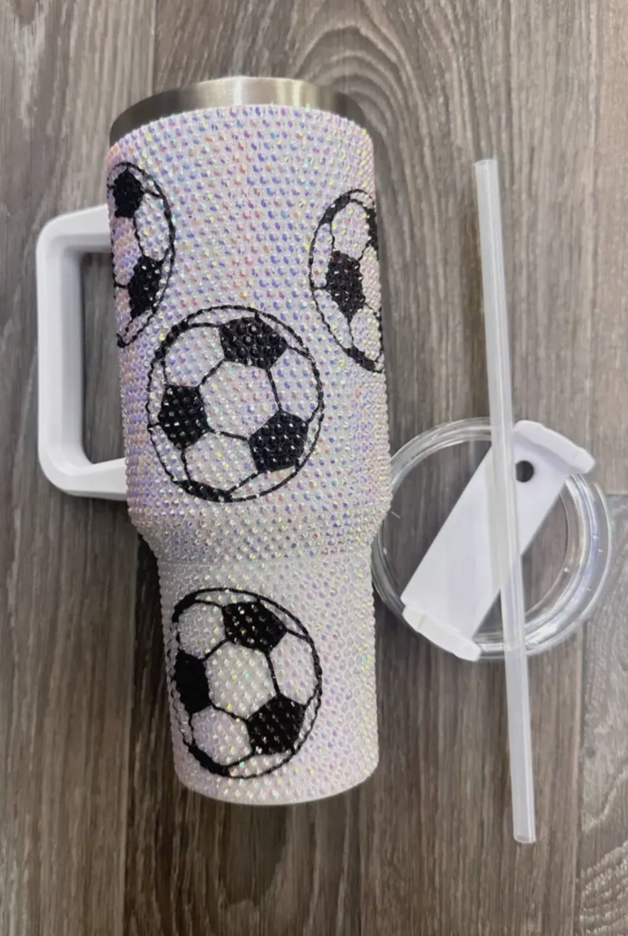 Soccer Rhinestone Stainless Steel Tumblers 40oz