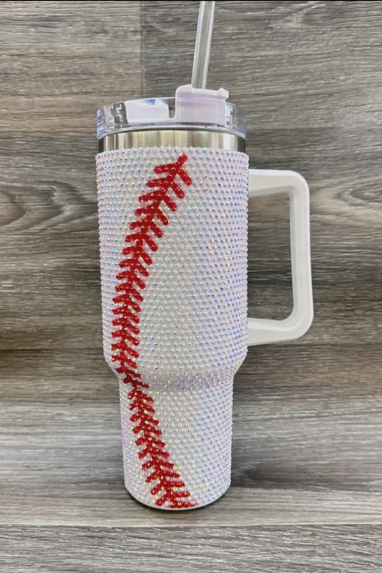 Baseball Rhinestone Stainless Steel Tumblers 40oz