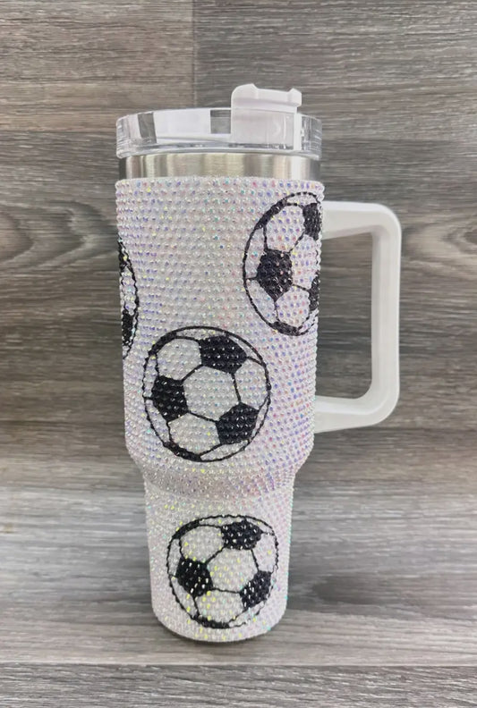 Soccer Rhinestone Stainless Steel Tumblers 40oz