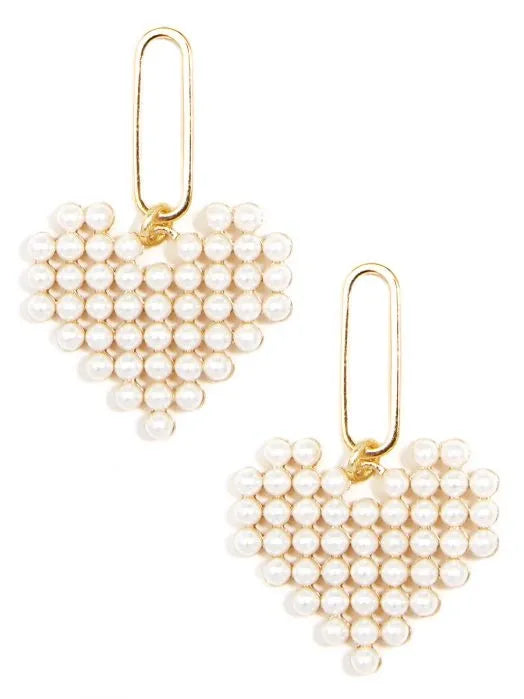 Pearl Heart Earrings