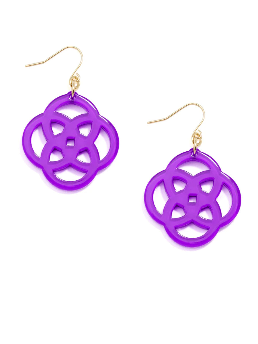 Clover Drop Earring - Purple