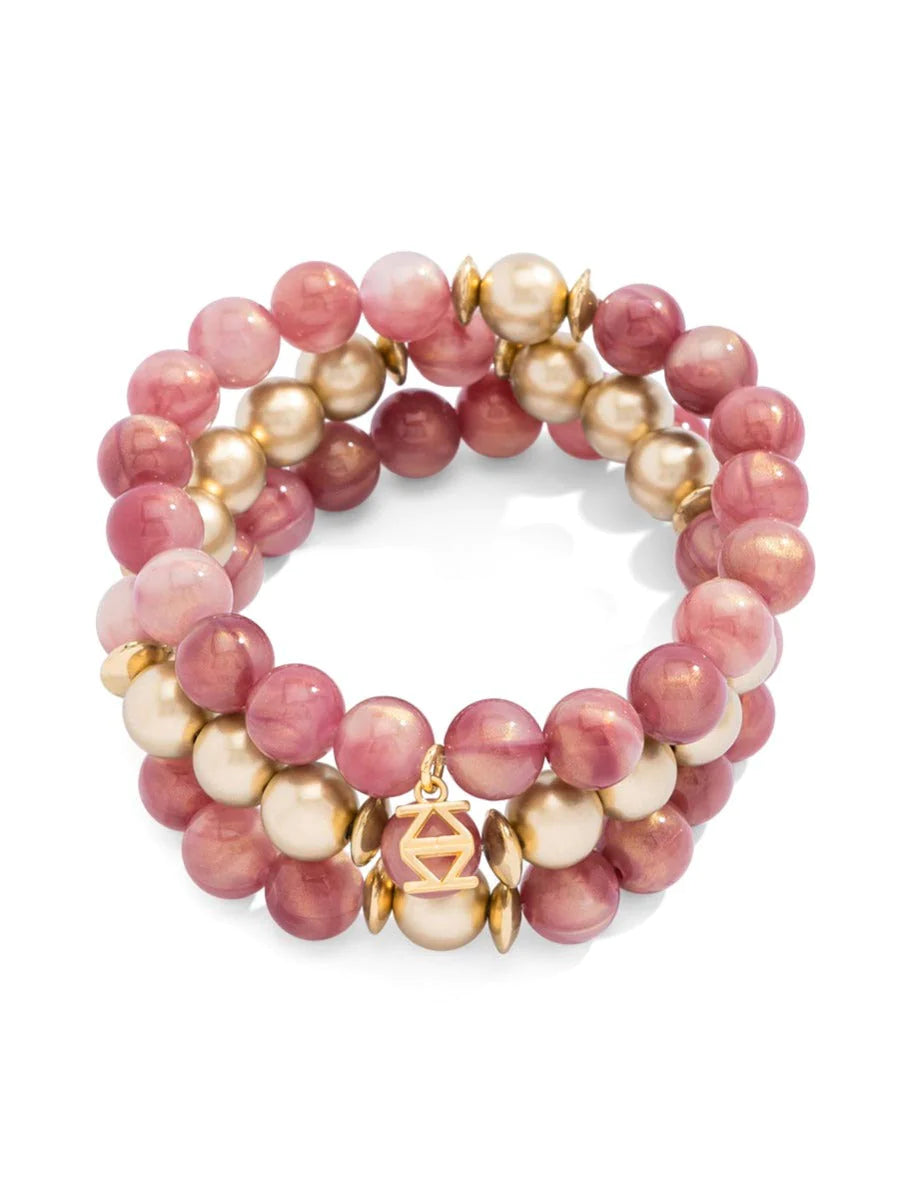 Iridescent Beaded Stretch Bracelet - Berry