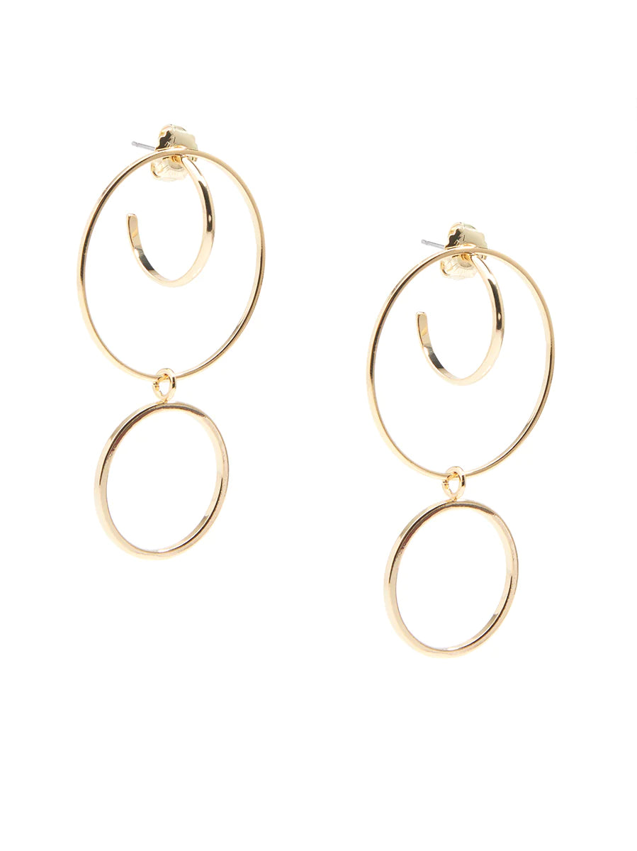 Linked Hooped Dropped Earrings - Gold