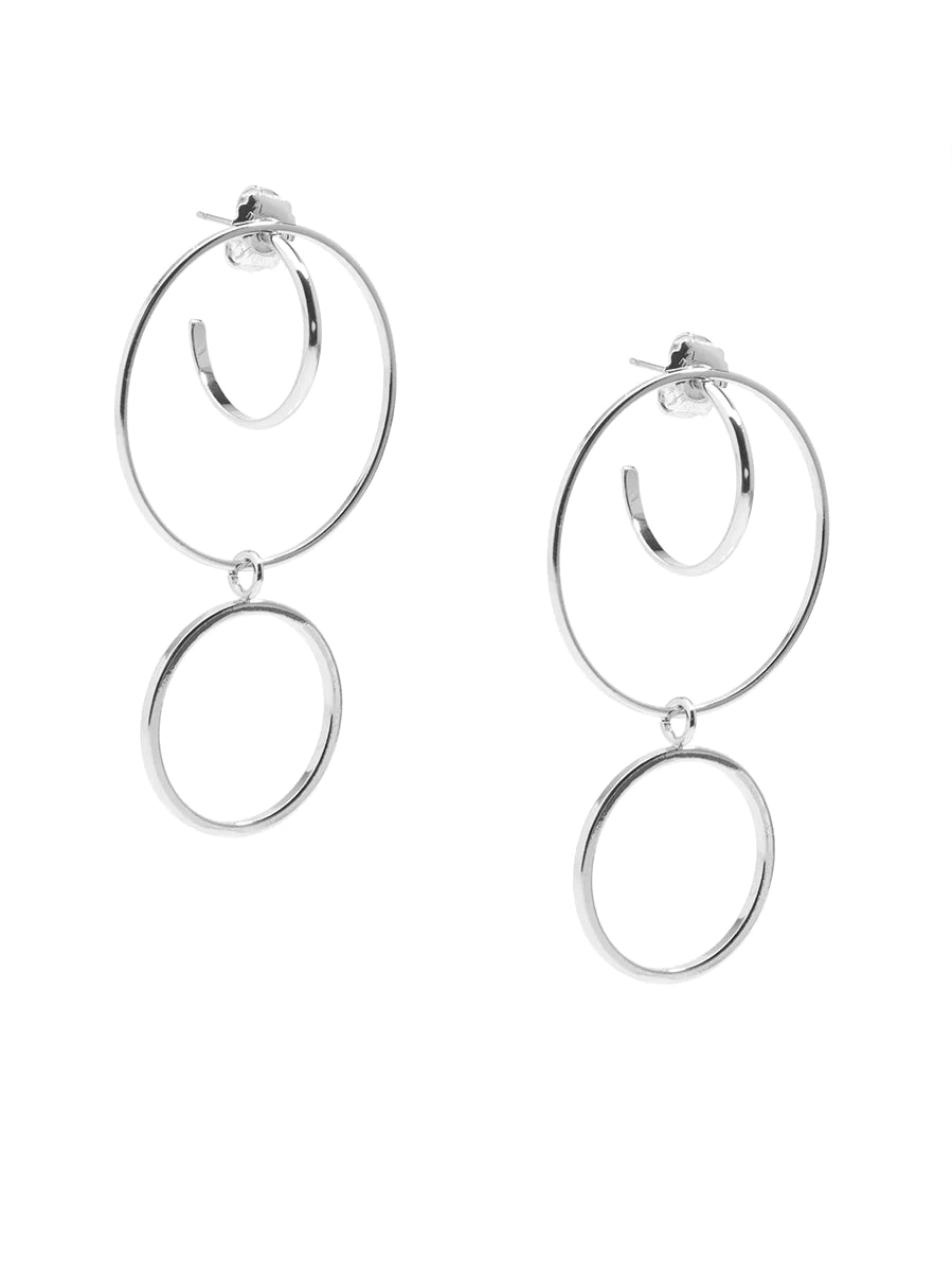 Linked Hooped Dropped Earrings - Silver