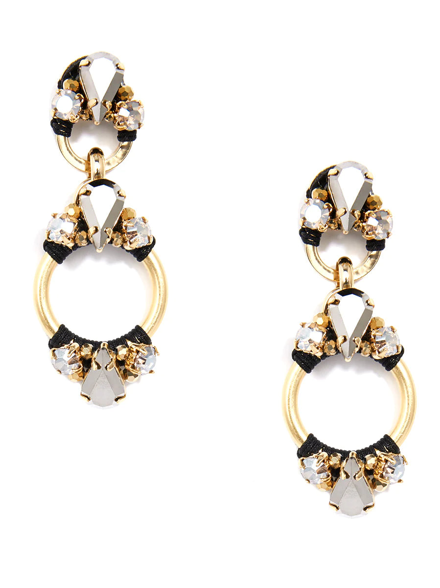 Crystal Door Knocker Earrings - GD/CLR