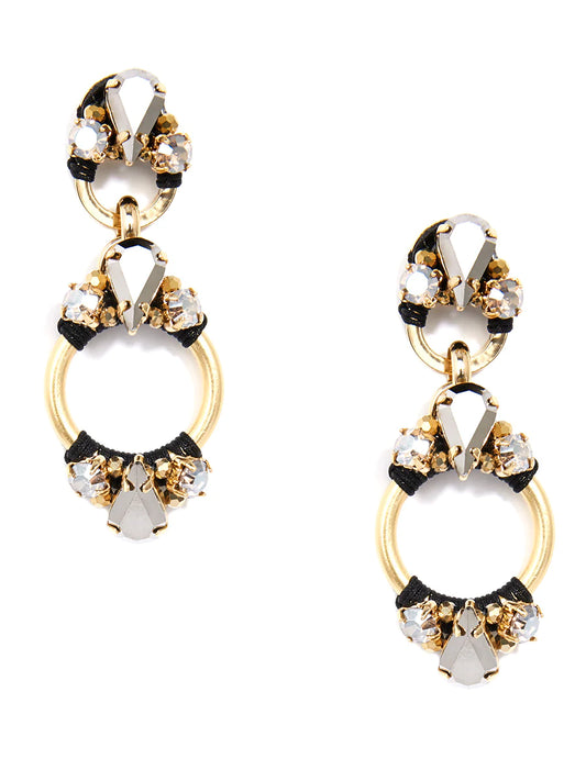 Crystal Door Knocker Earrings - GD/CLR