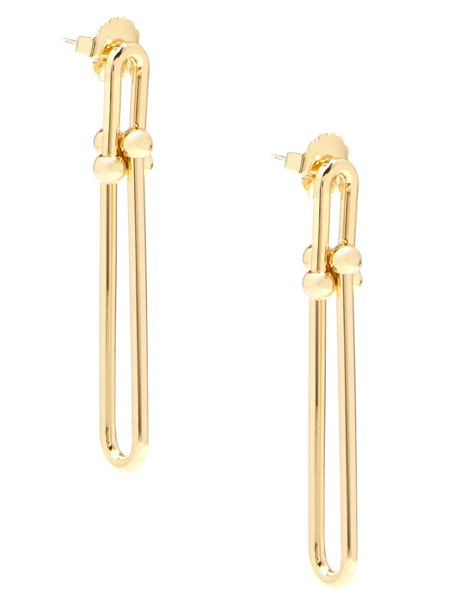 Elongated Cable Chain Clip Drop Earring - Gold