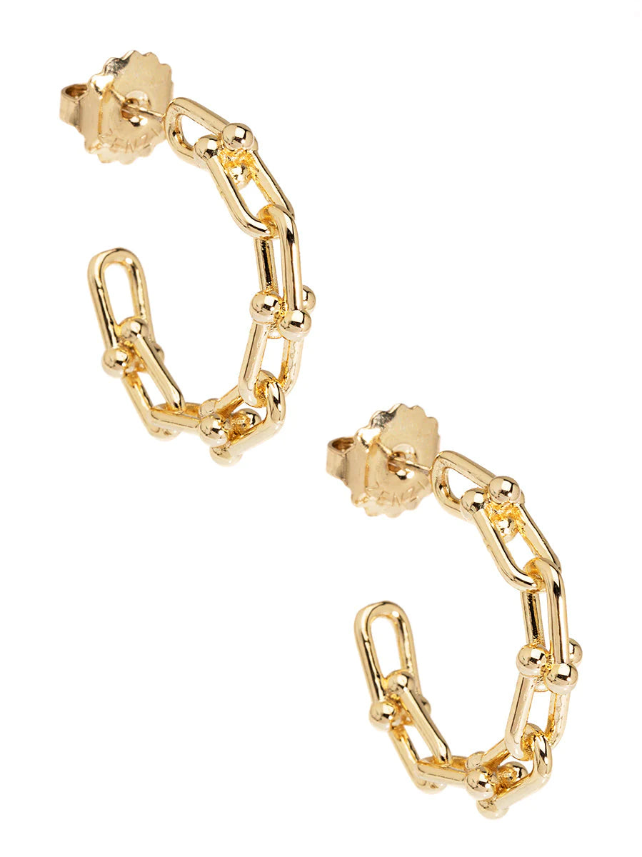 Cable Chain Clip Hoop Earring - Gold