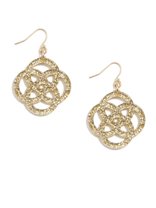 Clover Drop Earring - Gold Glitter