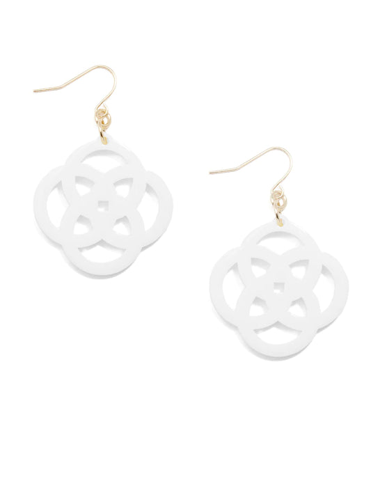 Clover Drop Earring - White