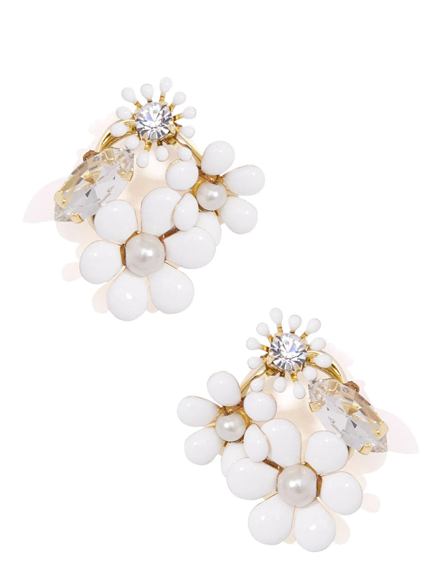 Handmade Flower Stud Earring - White