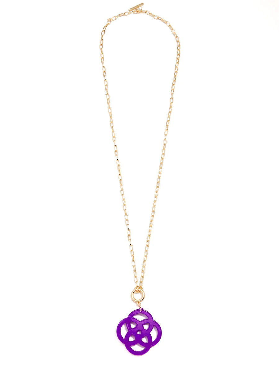 Clover Pendant Necklace - Purple