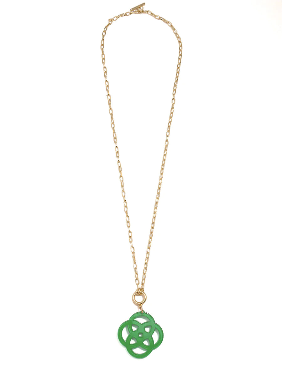 Clover Pendant Necklace - Green