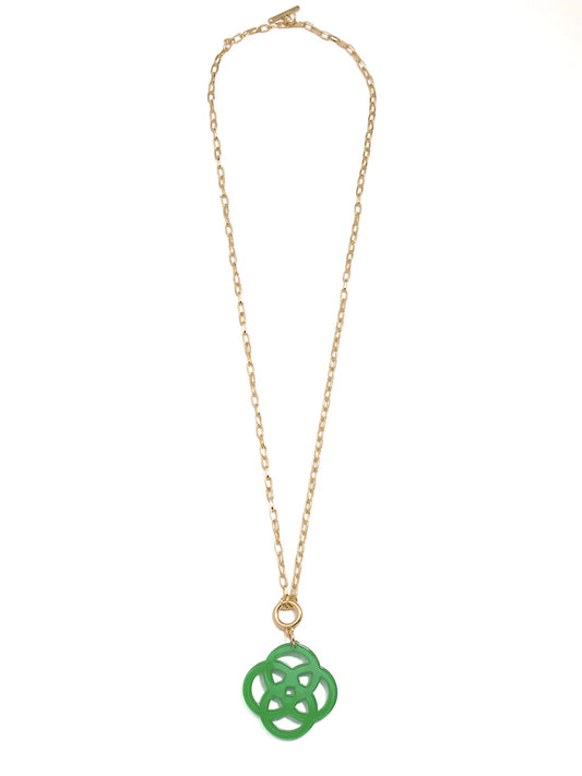 Clover Pendant Necklace - Green