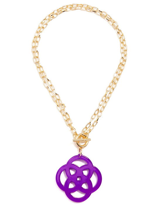 Clover Pendant Necklace - Purple