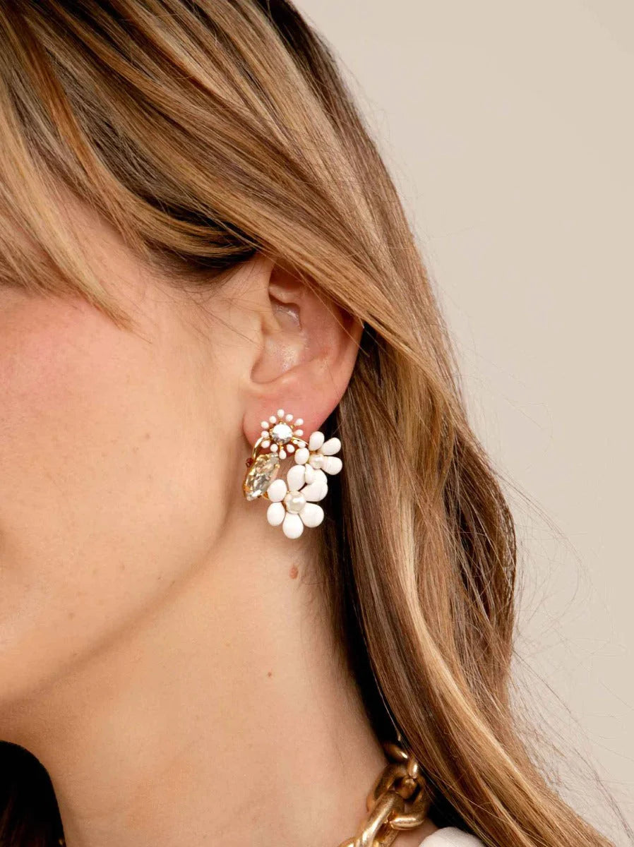 Handmade Flower Stud Earring - White