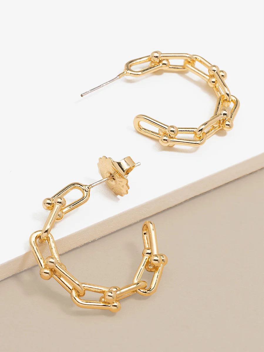 Cable Chain Clip Hoop Earring - Gold