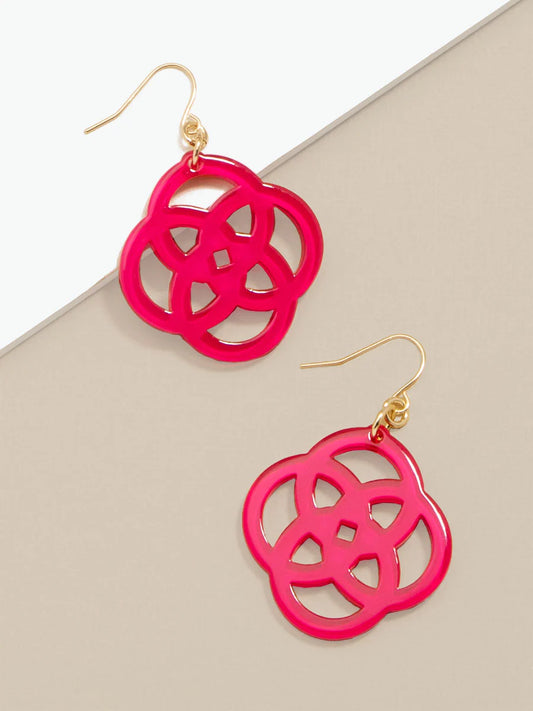 Clover Drop Earring - Hot Pink